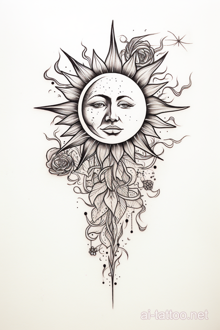  AI Sun And Moon Tattoo Ideas 17
